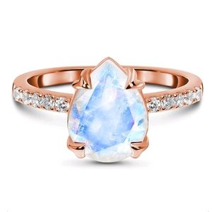 Moon Magic Genuine Rainbow Moonstone Ring - Size 7